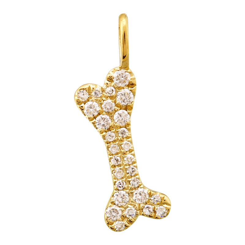 Solid Gold Diamond Dog Bone Charm
