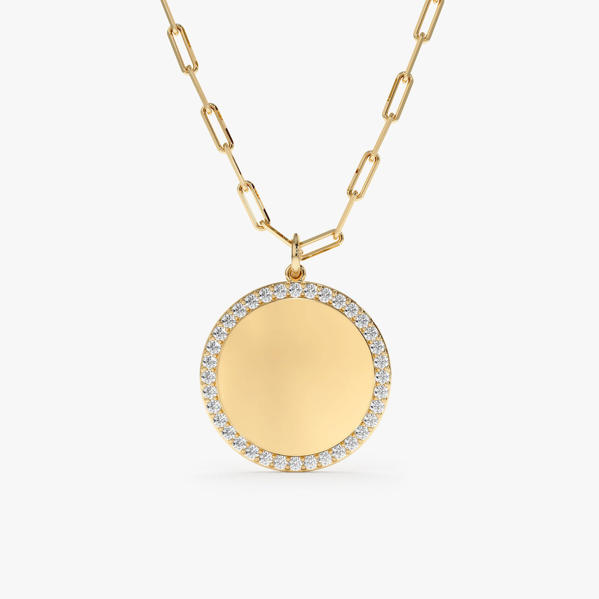 Solid Gold Diamond Disc Paperclip Chain (EC1645)