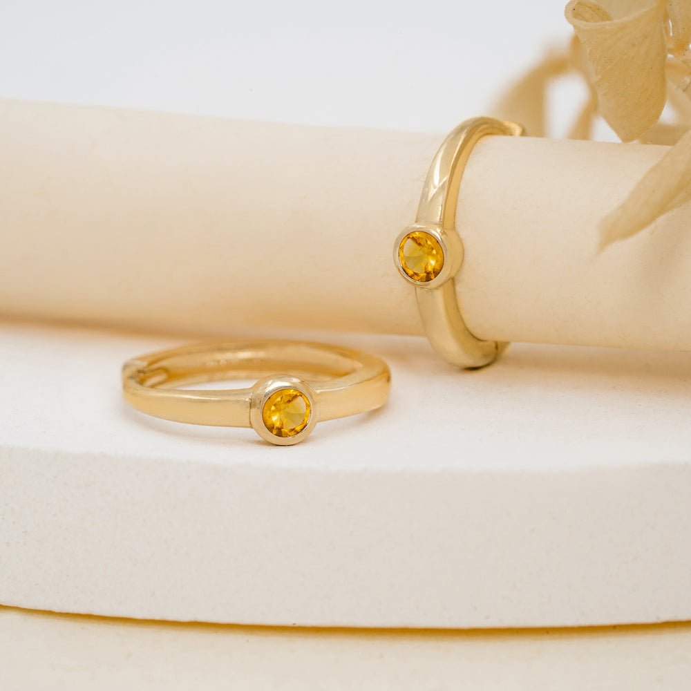 Solid Gold Citrine Huggies
