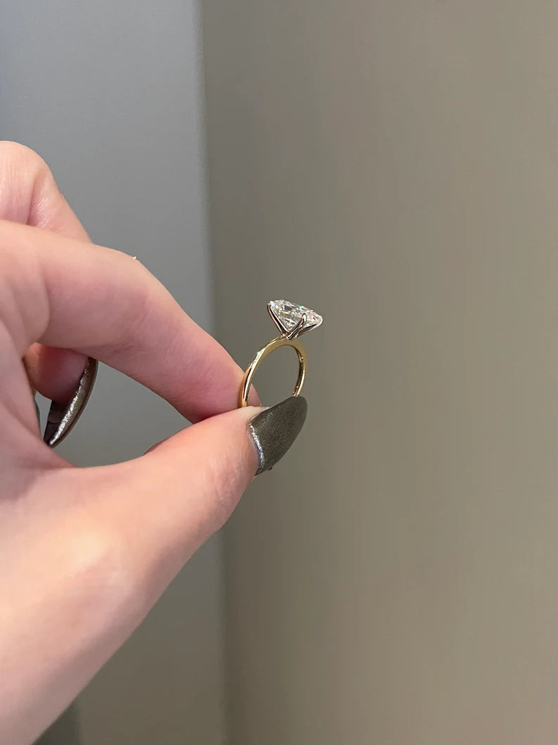 Solid Gold 3.5 Carat Oval Cut Moissanite Solitaire Engagement Ring
