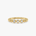 Solid Gold Bezel Diamond Beaded Ring