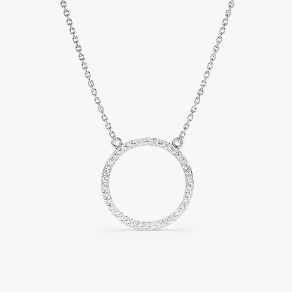 Solid Gold Large Circle Of Life Diamond Necklace (D20369)