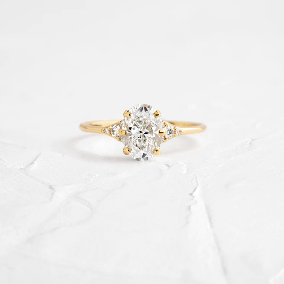 Solid Gold 2 CT Oval Cut Lab-Grown Diamond Ring