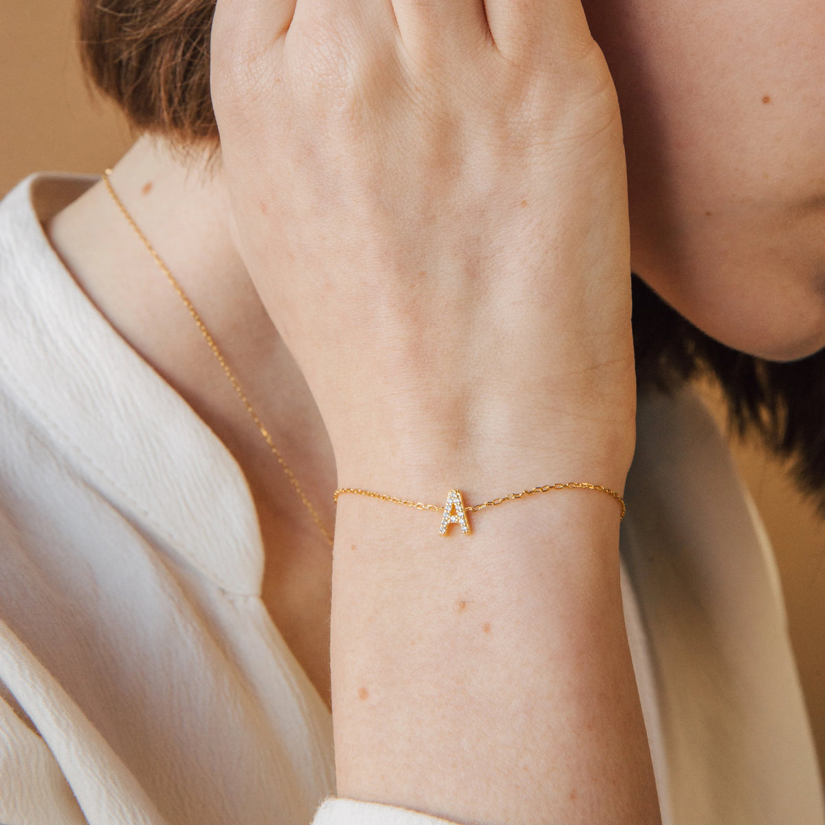 Solid Gold Diamond Initial Bracelet (E369C6)