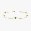 Solid Gold Emerald Station Bracelet