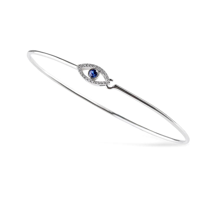 Solid Gold Open Evil Eye Latch Bracelet