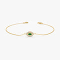Solid Gold Emerald Diamond Eye Bracelet
