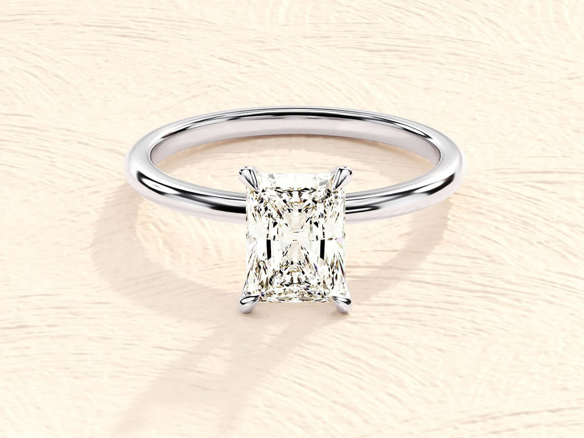 14K Gold Elongated Cushion Emerald Cut 3ct Diamond Ring