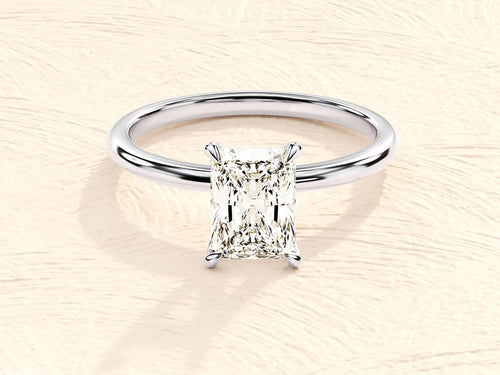 14K Gold Elongated Cushion Emerald Cut 3ct Diamond Ring