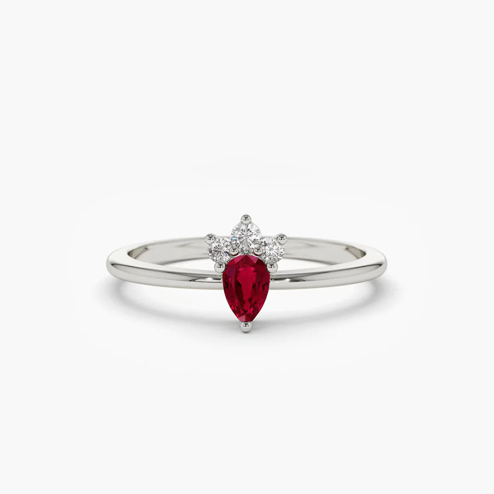 Solid Gold Mini Ruby and Diamond Ring