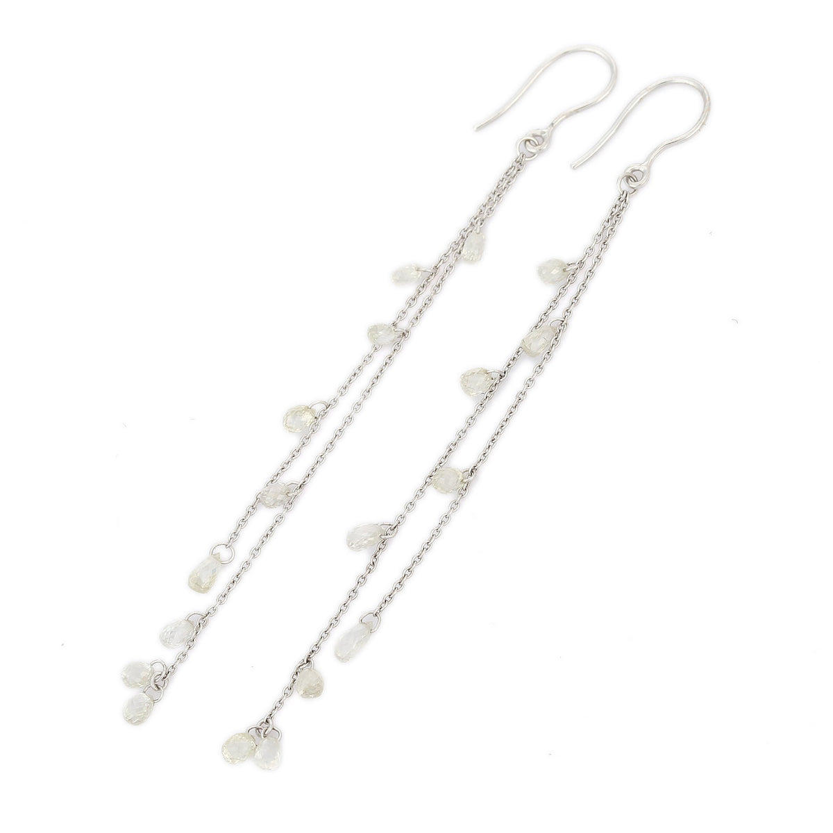 Solid Gold Shoulder Duster Chain Diamond Earrings