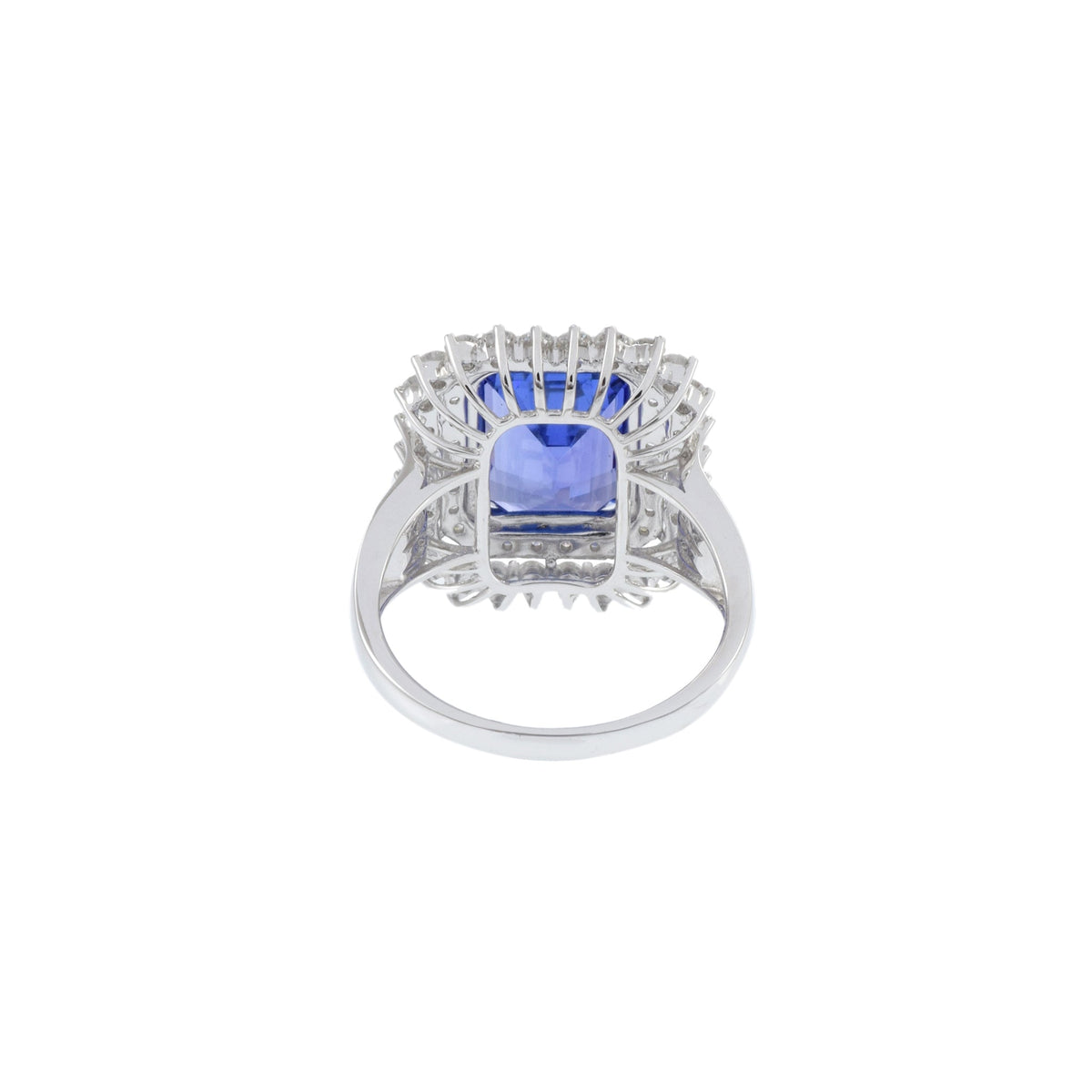 Solid Gold Emerald Cut Tanzanite And Diamond Ring
