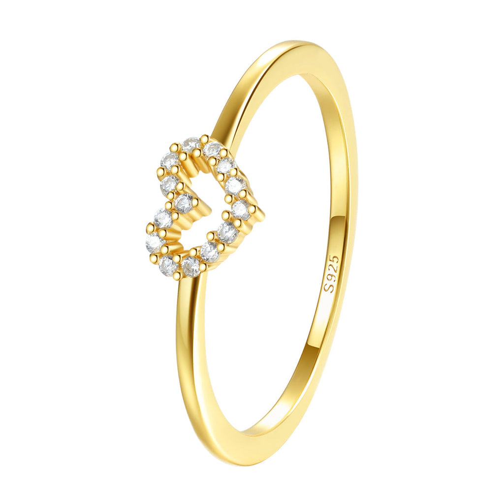 Solid Gold Sparkle Heart Ring
