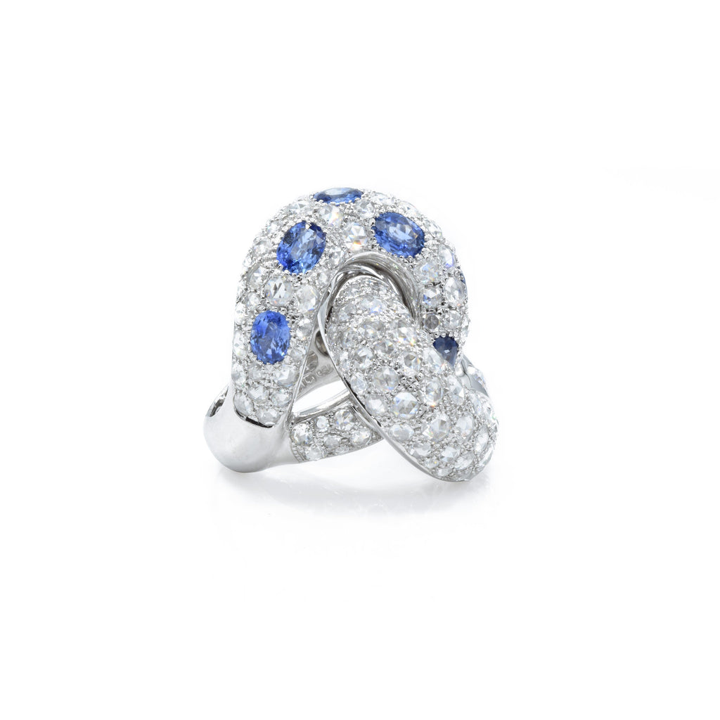 Solid Gold Sapphire and Diamond Ring (7F7F8A)