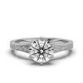Solid Gold 2 CT Hand Crafted Engraved Lab Grown Diamond Ring