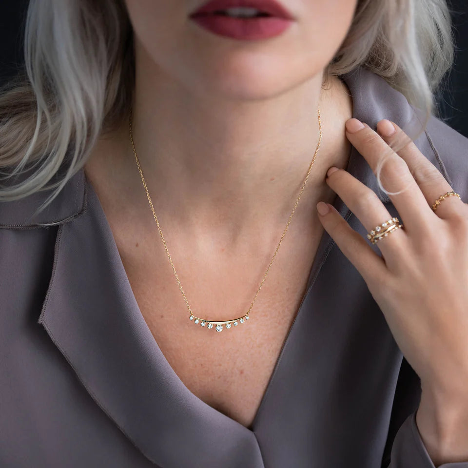 Solid Gold Diamond Arc Collar Necklace