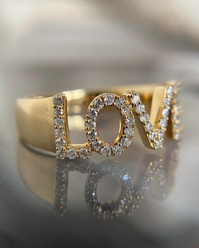 Solid Gold Love Diamond Ring