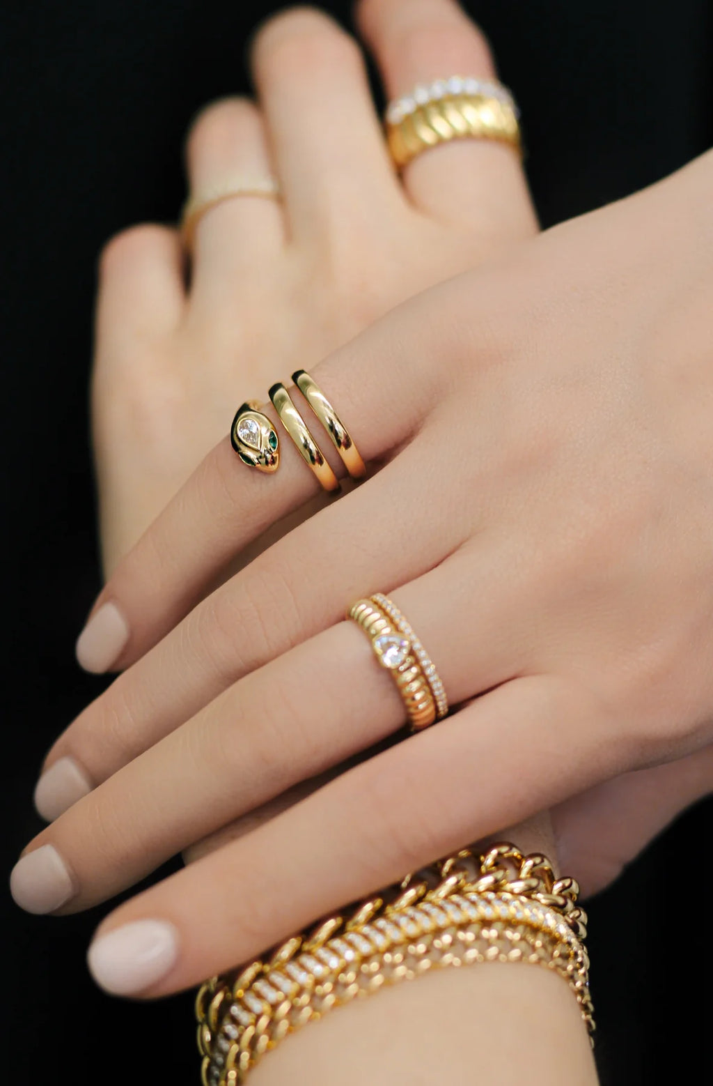 Solid Gold Snake Coil Pinky Ring