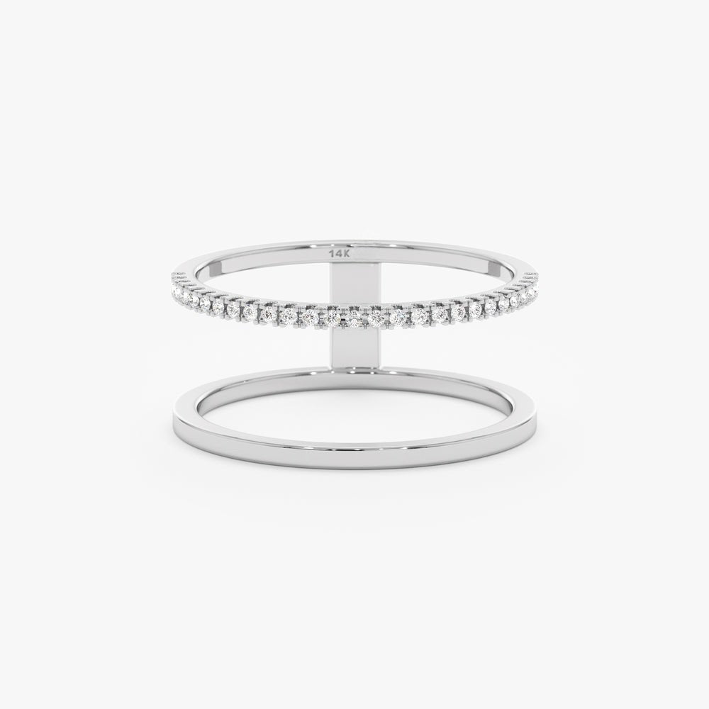 18K Solid Gold Plain and Diamond Line Ring
