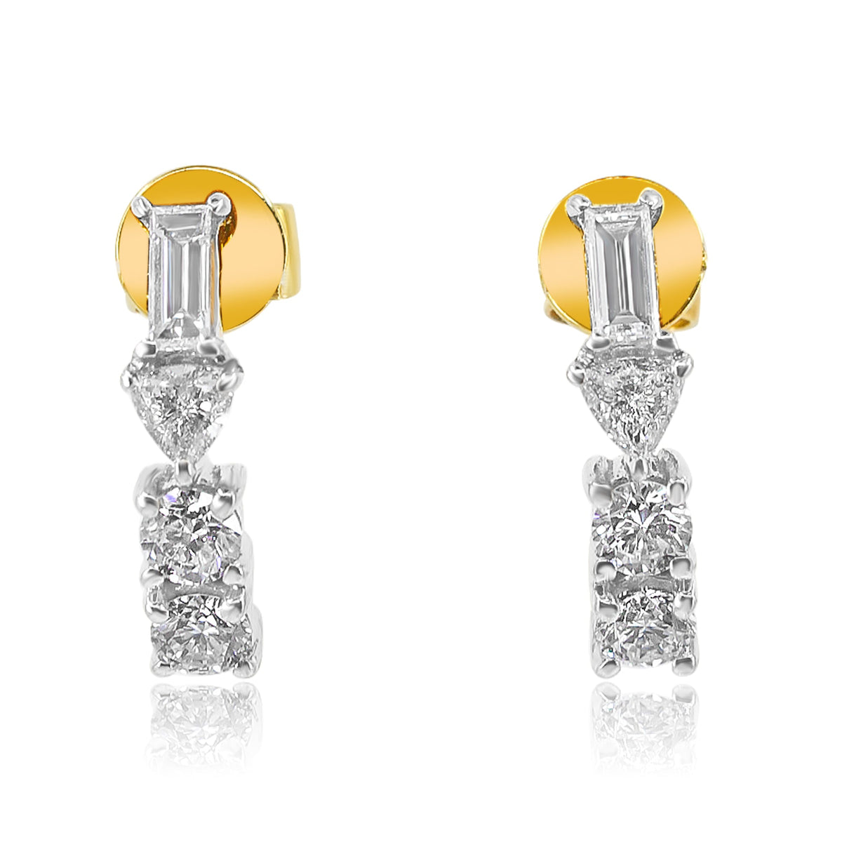 Solid Gold Multi Shape Diamond Earring