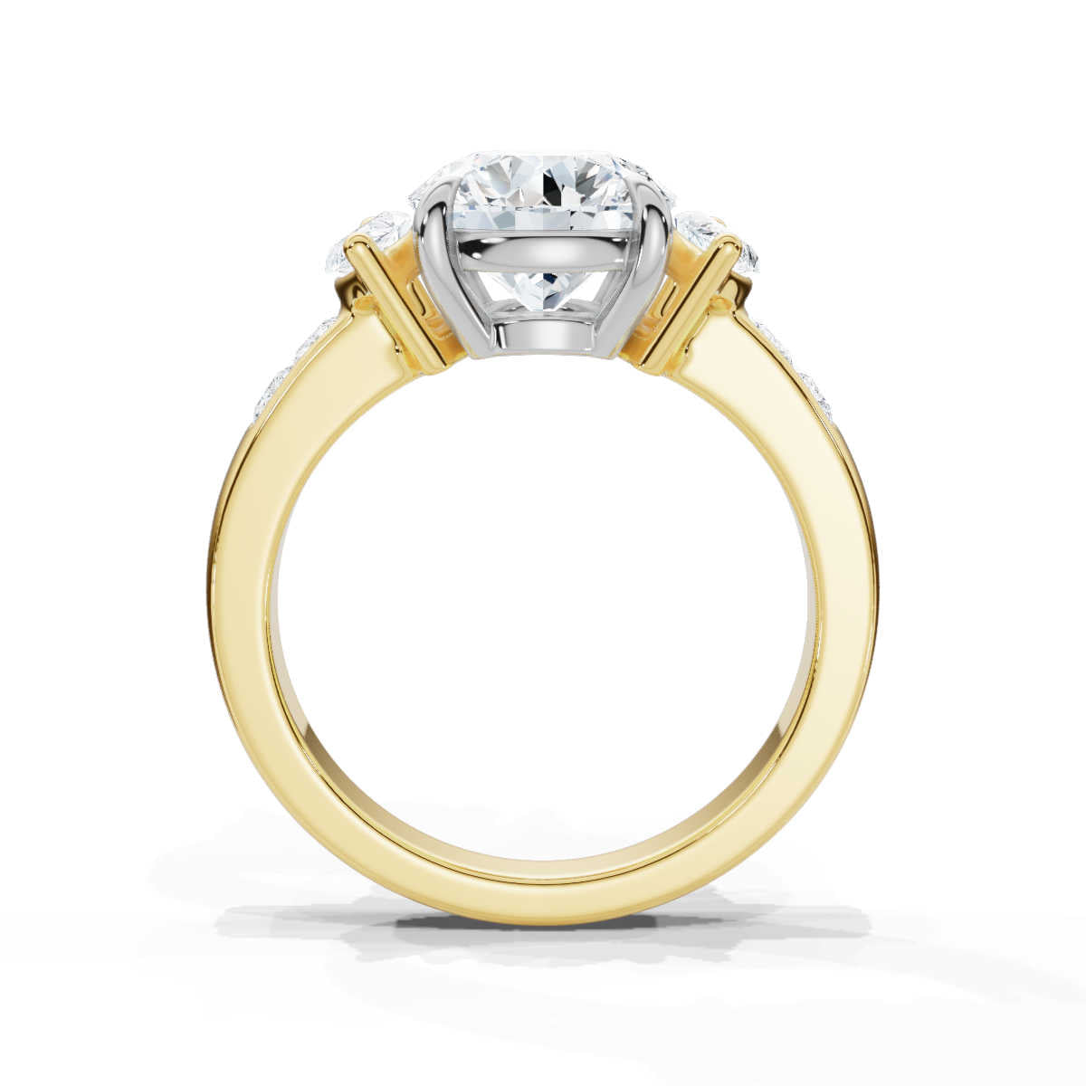 Solid Gold Engagement Ring 2 CT Three Stone Marquise Lab-Grown Diamond