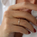 Solid Gold Minimalist Pave Diamond Stacking Ring