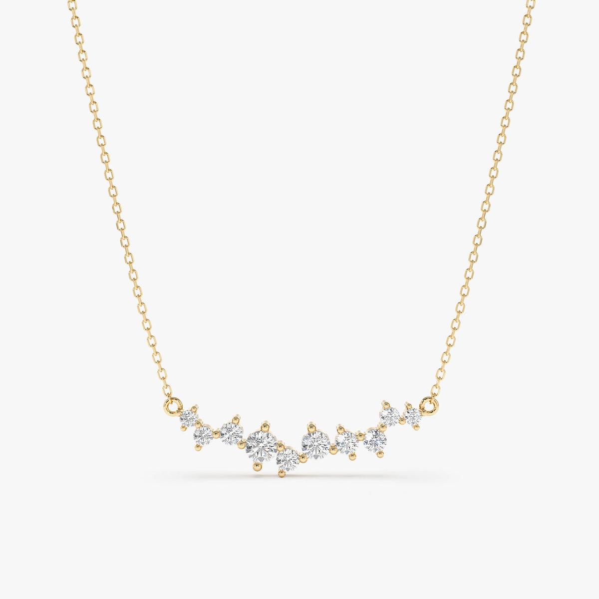 Solid Gold Diamond Cluster Necklace (4C2F50)