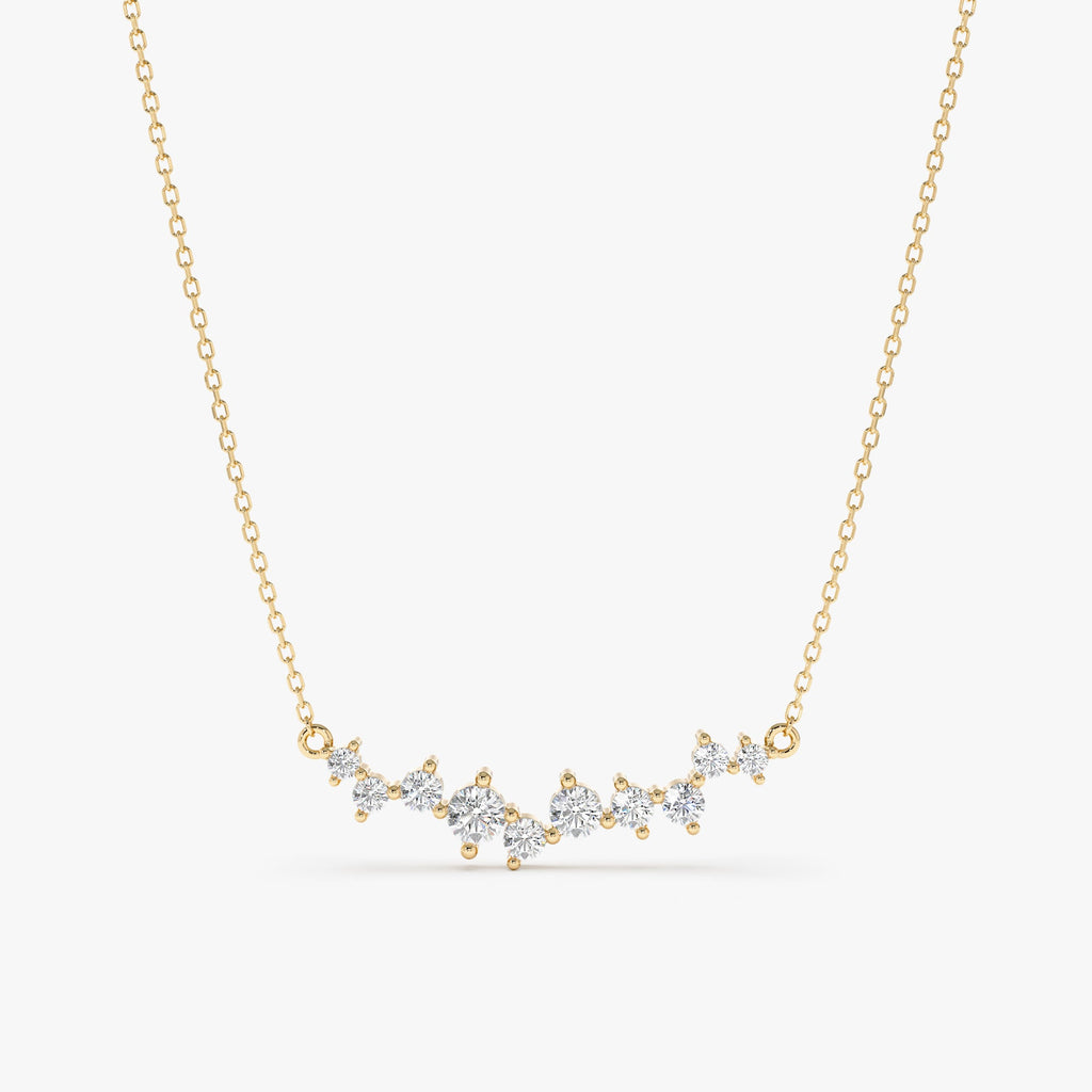 Solid Gold Diamond Cluster Necklace (5E9D2D)
