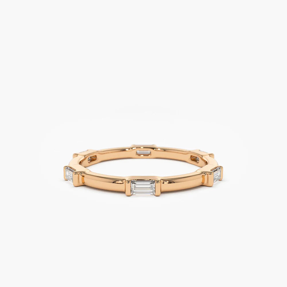 Solid Gold Stackable Baguette Diamond Eternity Ring