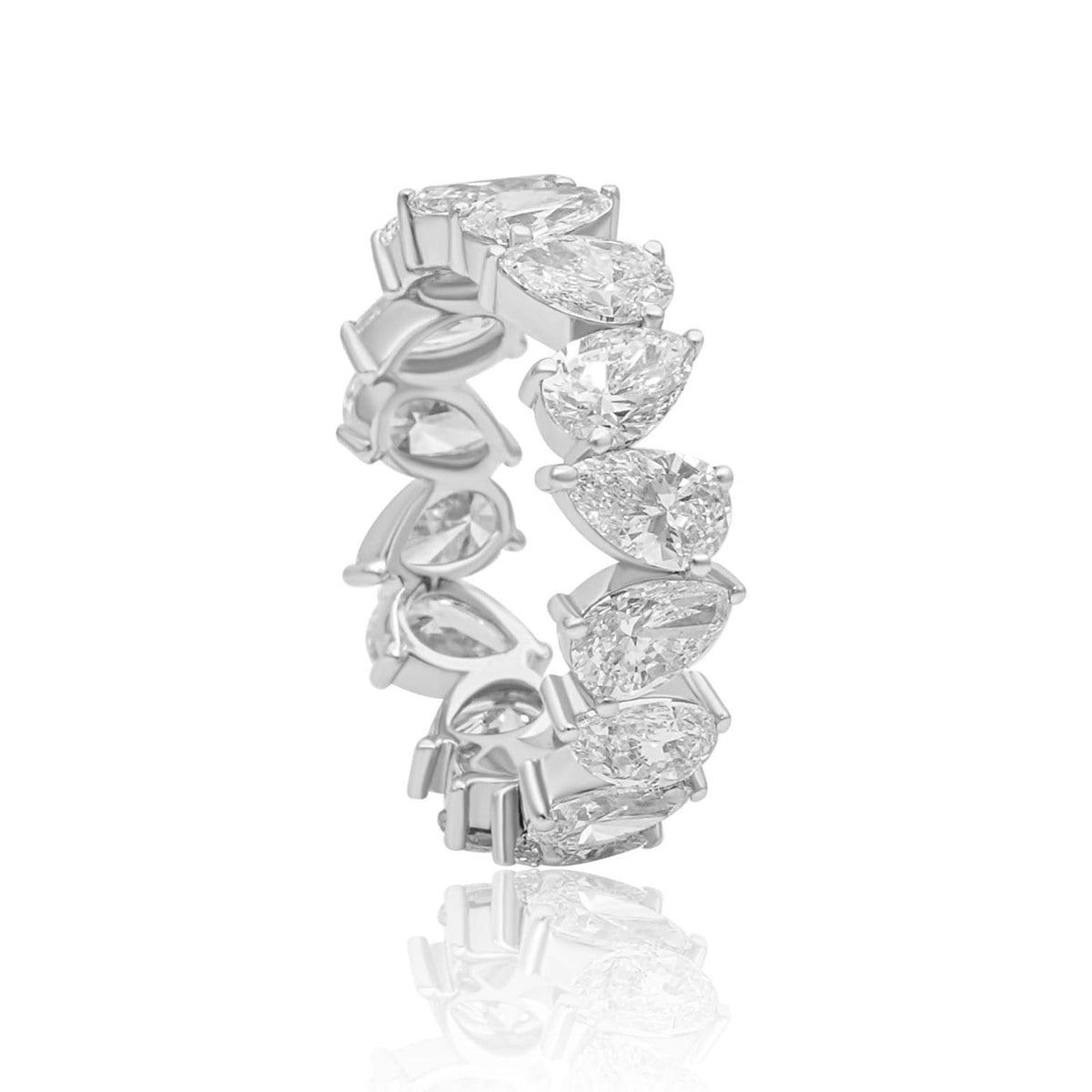 Solid Gold Lab Grown Multi Slanted Pear Ring