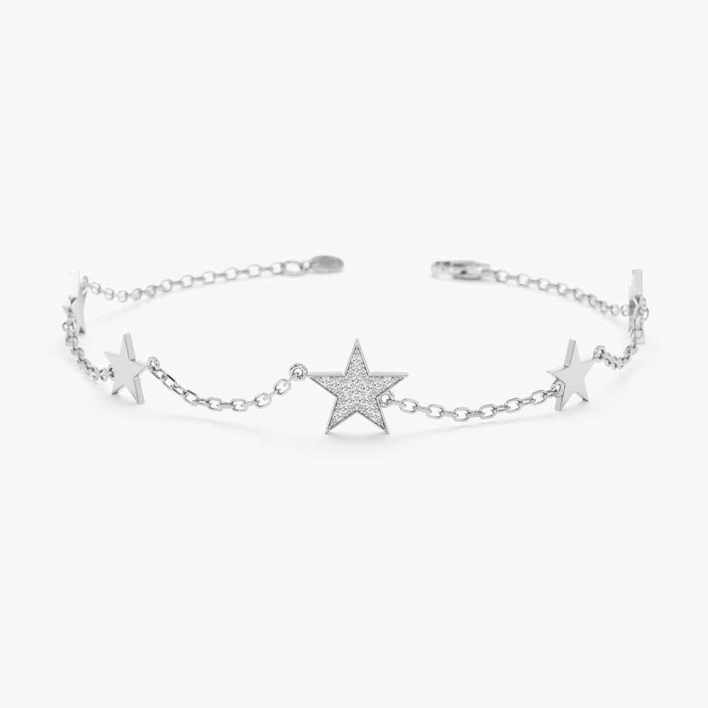 Solid Gold Multi Star Natural Diamond Bracelet