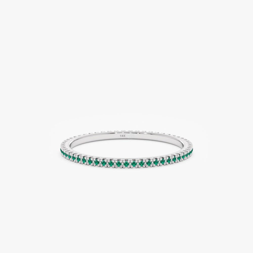 Solid Gold Prong Emerald Eternity Band