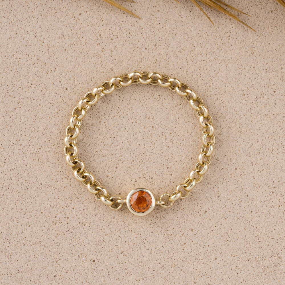 Solid Gold Citrine Chain Ring (179EDC)