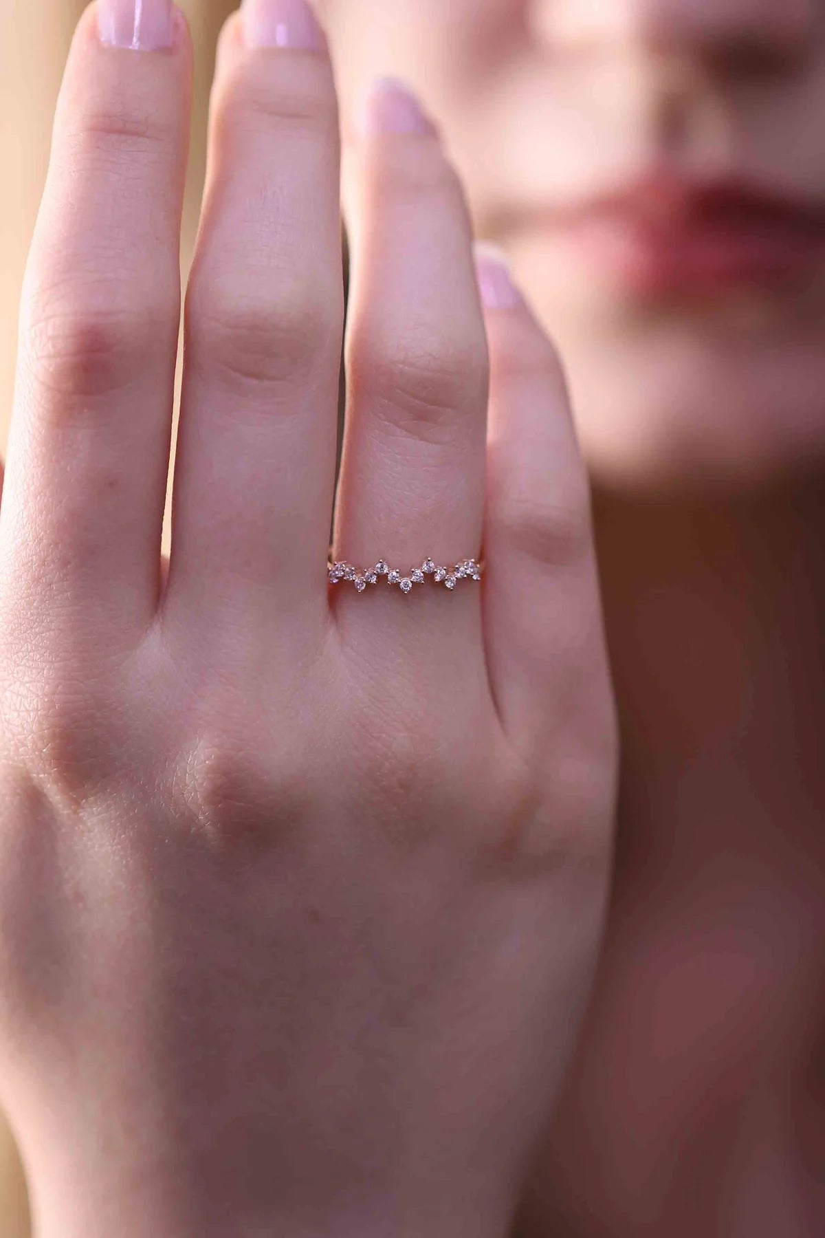 Solid Gold Stackable Moissanite Diamond Ring