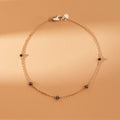 14K Solid Gold Black Diamond Station Bracelet - Style A