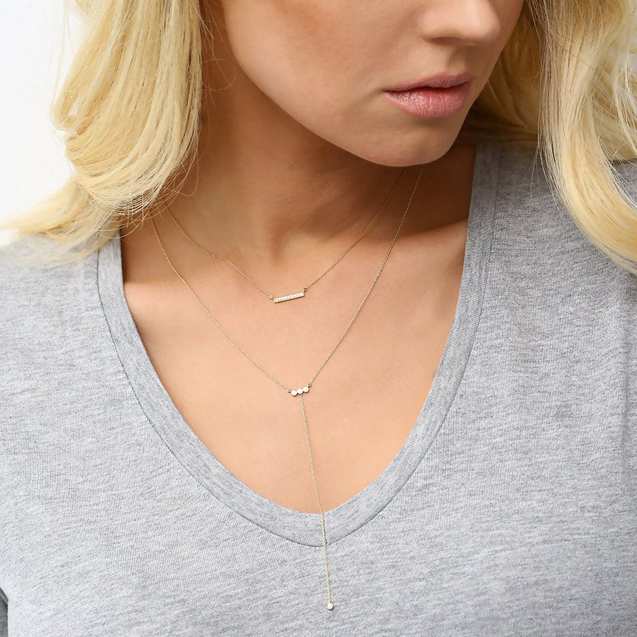 Solid Gold Diamond Bar Necklace (93D8F0)