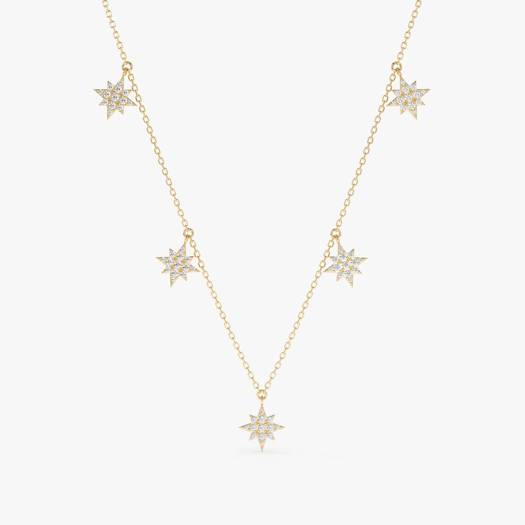 Solid Gold Starburst Station Necklace (A37579)