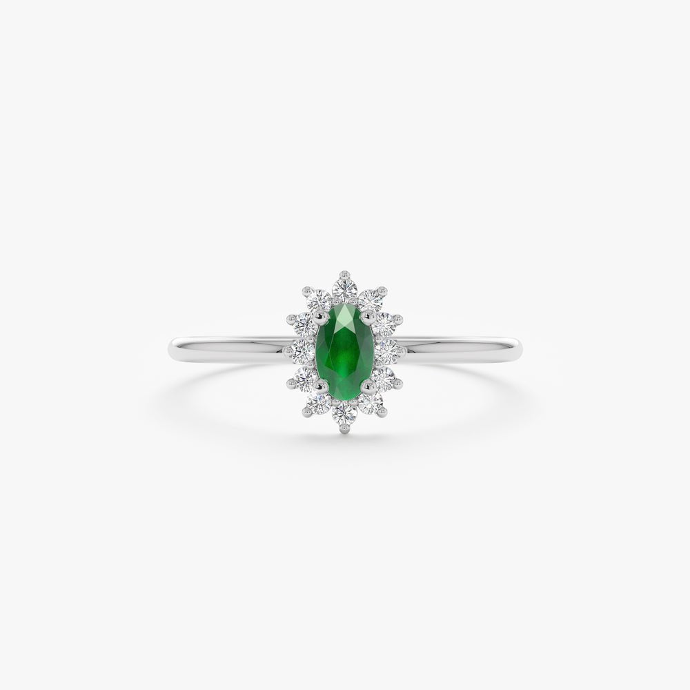 Solid Gold Emerald and Diamond Engagement Ring (4BA8D2)