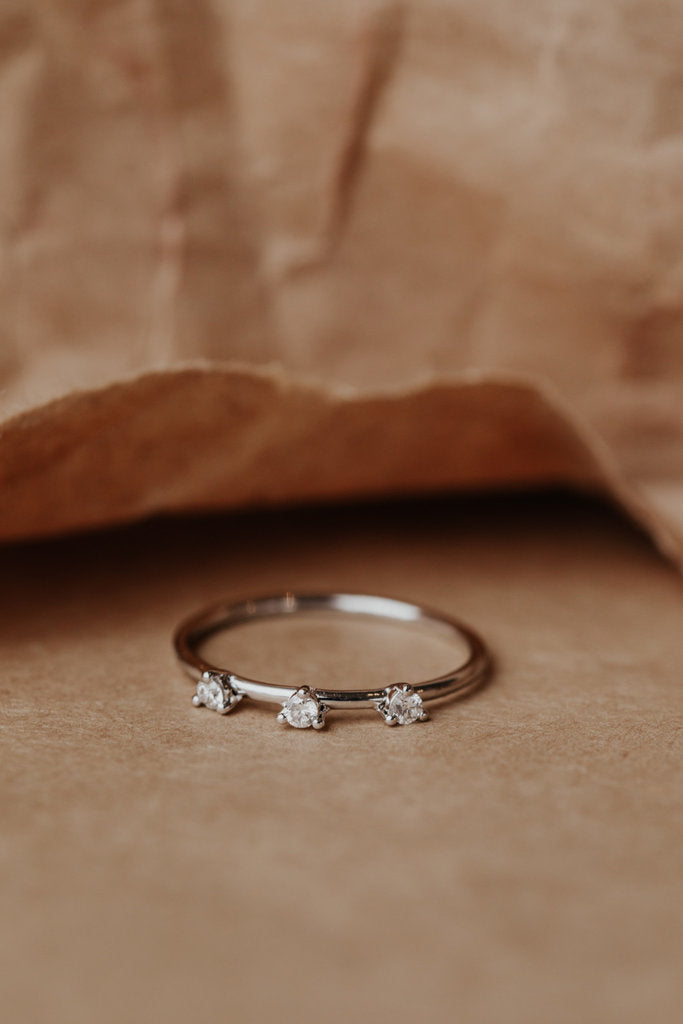 Solid Gold Three Diamond Prong Set Band