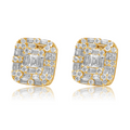 Solid Gold Diamond Illusion Square Stud Earring