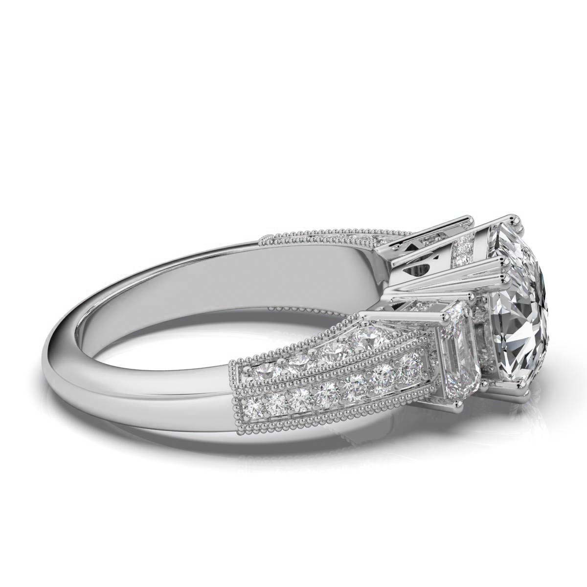 Solid Gold Emerald Cut Three Stone Emerald Shape Lab Grown Diamond