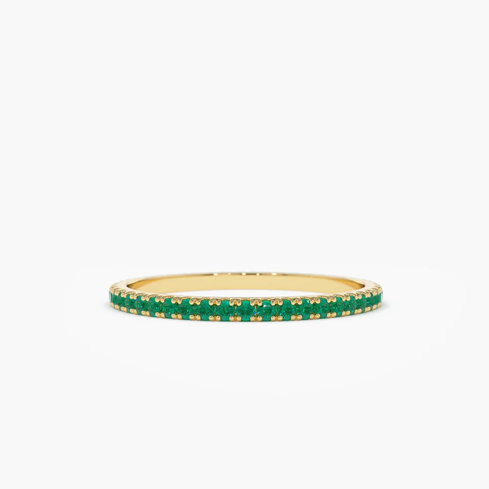Solid Gold Round Emerald Eternity Band
