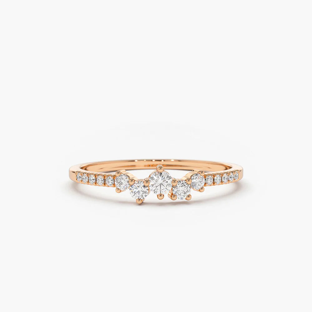 Solid Gold Bridal Diamond Cluster Ring