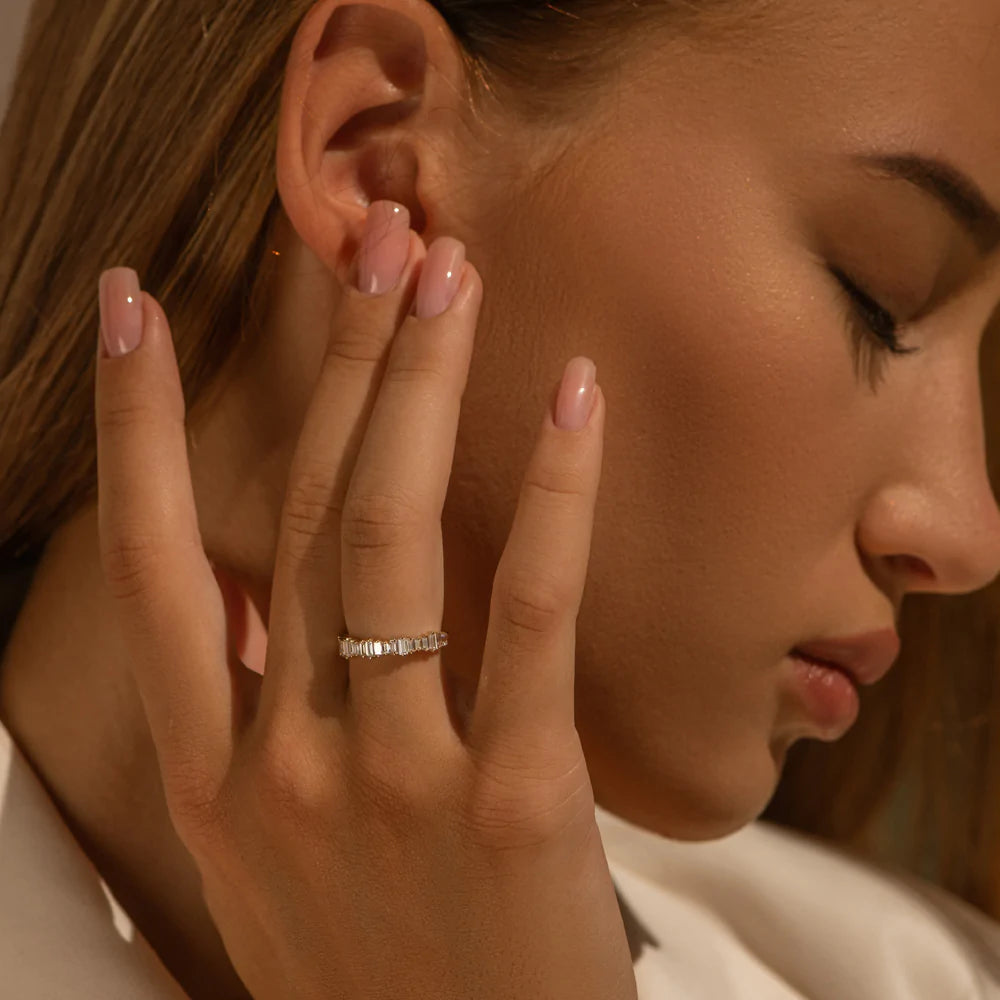 Solid Gold Graduating Baguette Diamond Ring