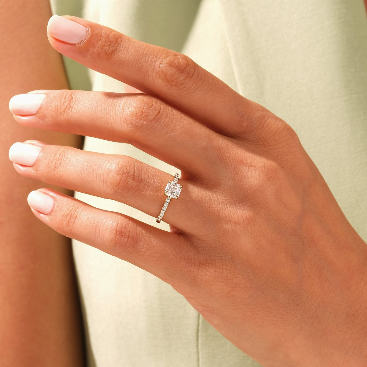 Solid Gold Cushion Cut Lab Grown Diamond 3ct multi Diamond Ring