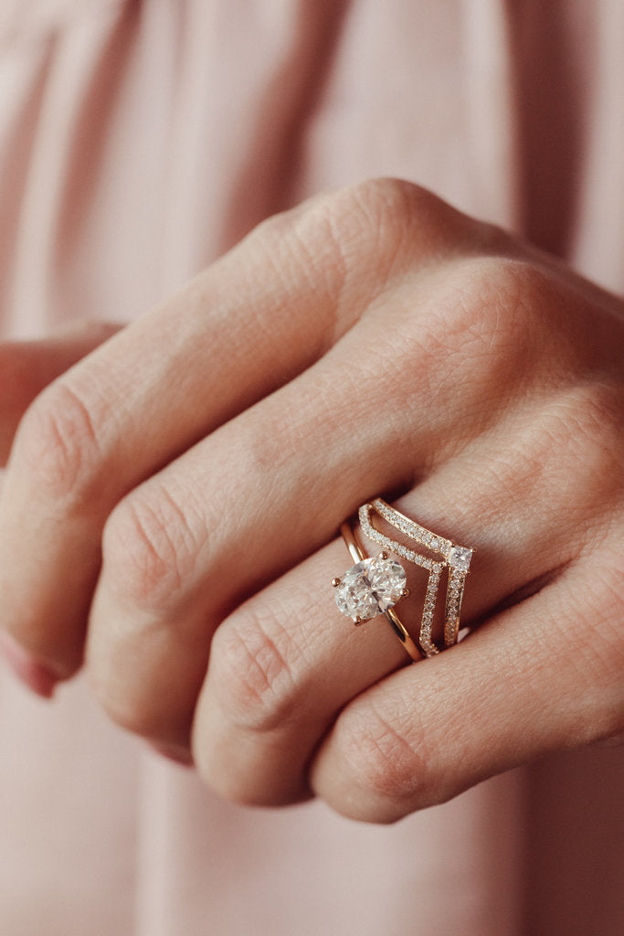 Solid Gold Lab-Grown Diamond Oval 4-Prong Solitaire Ring