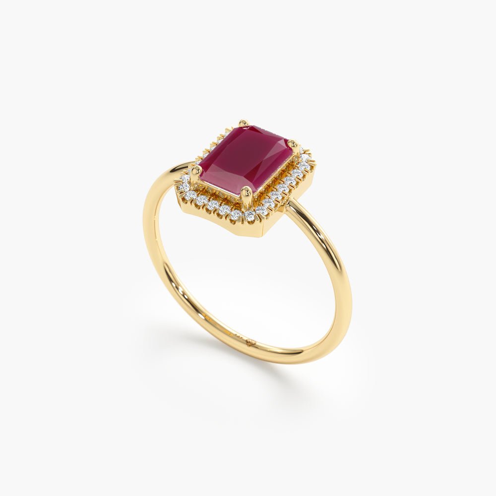Solid Gold Natural Ruby and Diamond Engagement Ring (FB15CA)