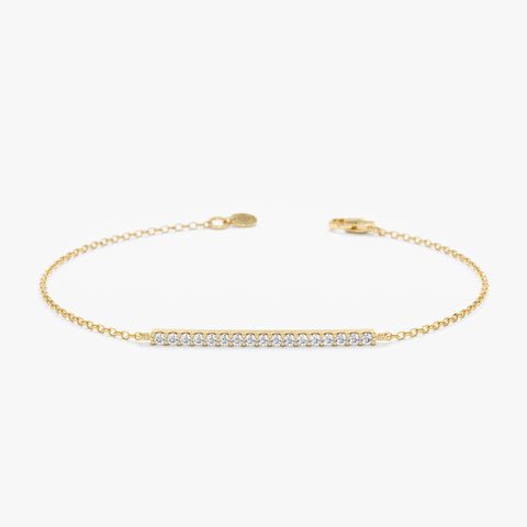 Solid Gold Long Diamond Bar Bracelet