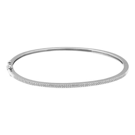 Solid Gold Petite Pave Diamond Bangle