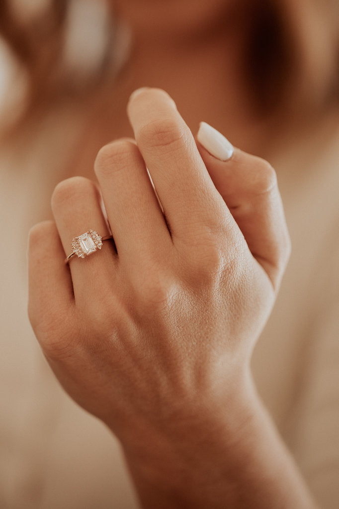 Solid Gold Lab-Grown Diamond Emerald Cut Ring (B1D22F)